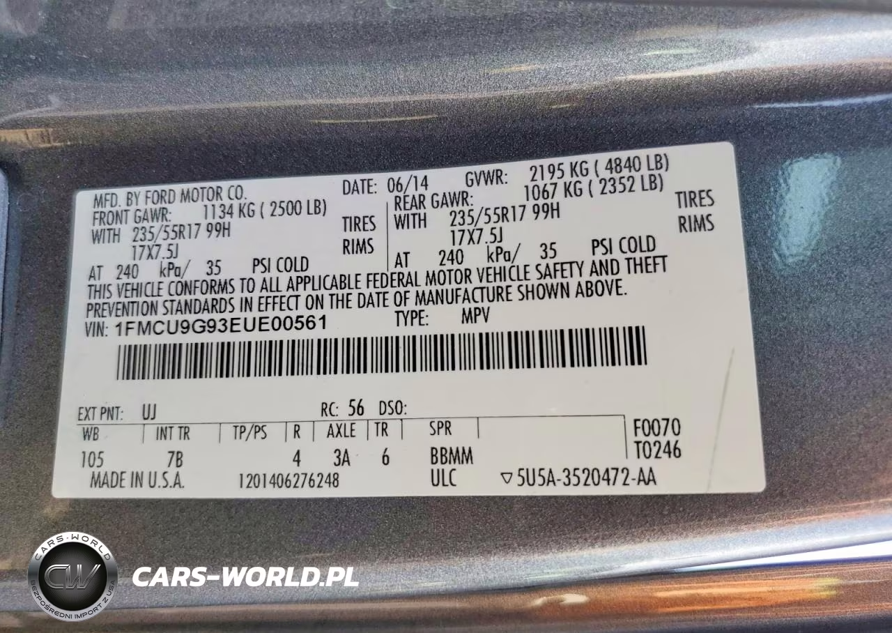 2014 Ford Escape Se VIN:1FMCU9G93EUE00561 - 12