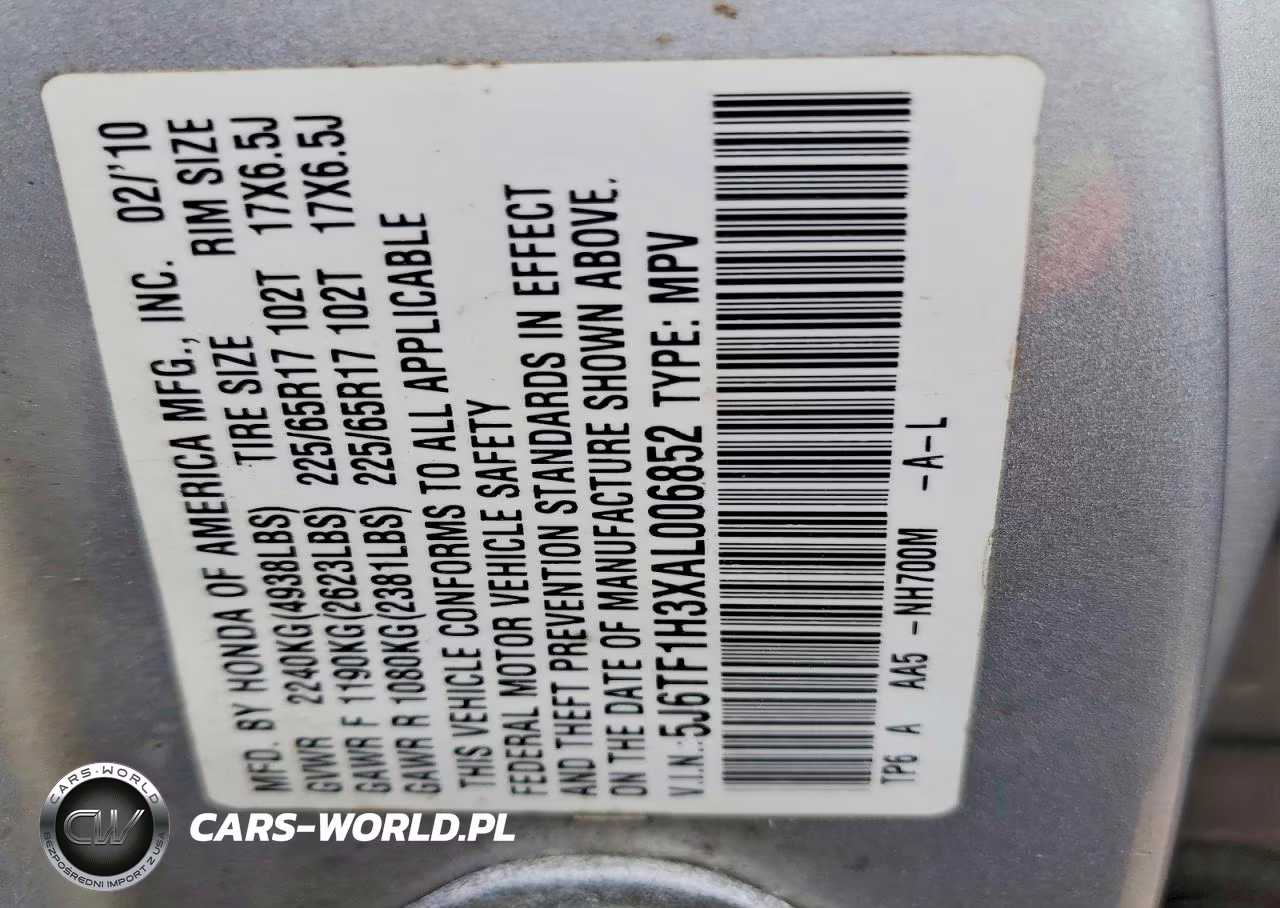 2010 Honda Accord Crosstour Ex VIN:5J6TF1H3XAL006852 - 12