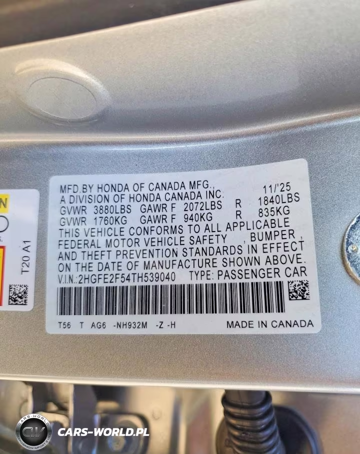 2026 Honda Civic Sport VIN:2HGFE2F54TH539040 - 13