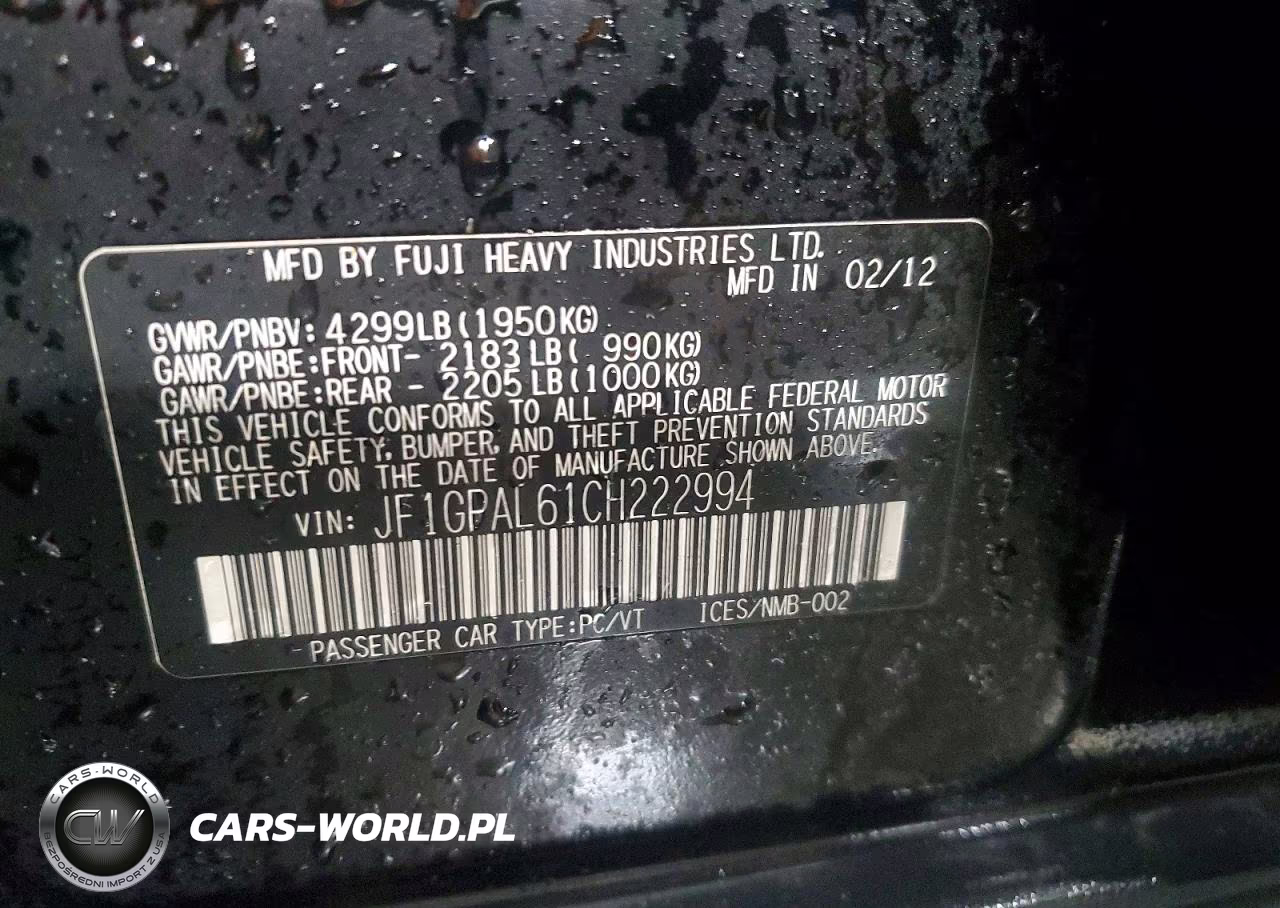 2012 Subaru Impreza Sport Premium VIN:JF1GPAL61CH222994 - 12