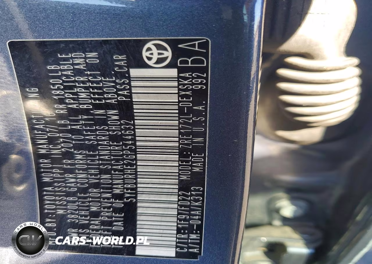 2016 Toyota Corolla S Plus VIN:5YFBURHE2GP544632 - 12