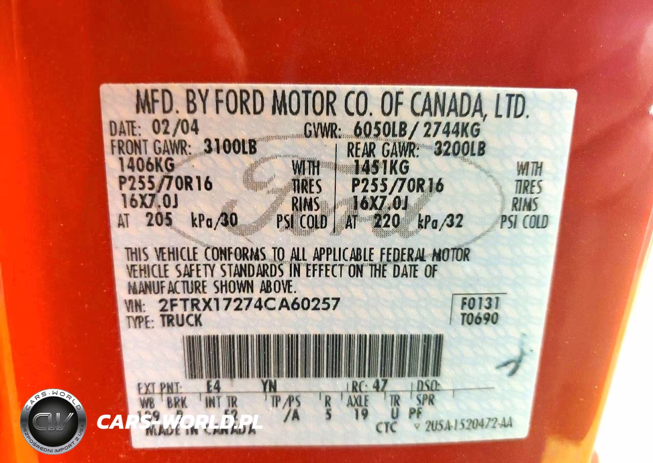 2004 Ford F-150 Heritage Classic VIN:2FTRX17274CA60257 - 12