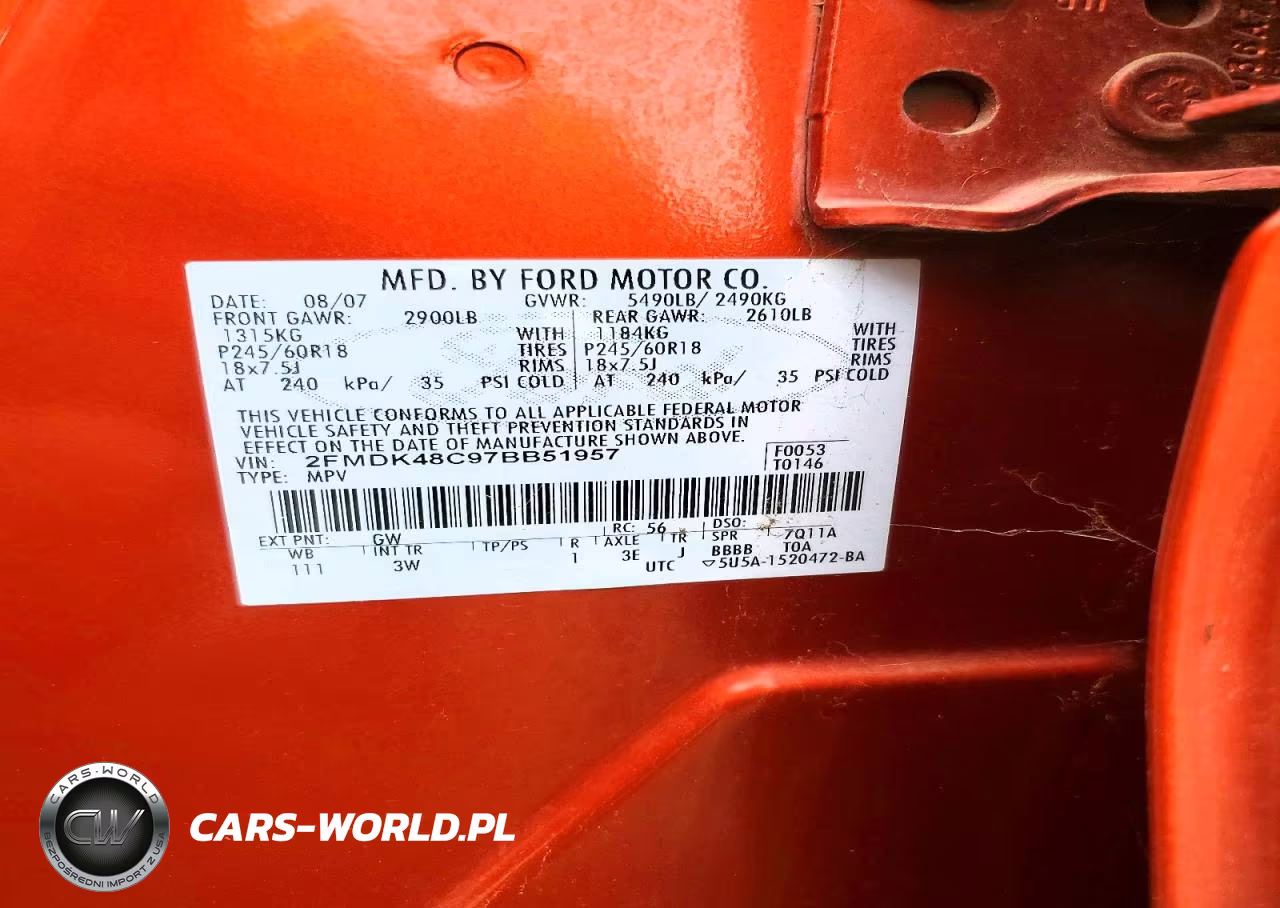 2007 Ford Edge Sel VIN:2FMDK48C97BB51957 - 13