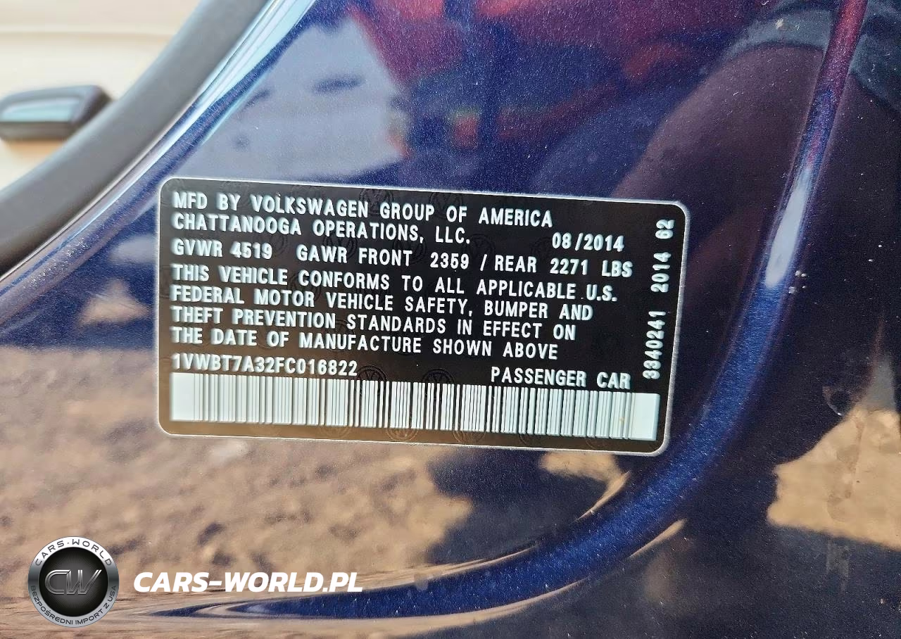 2015 Volkswagen Passat Se VIN:1VWBT7A32FC016822 - 12