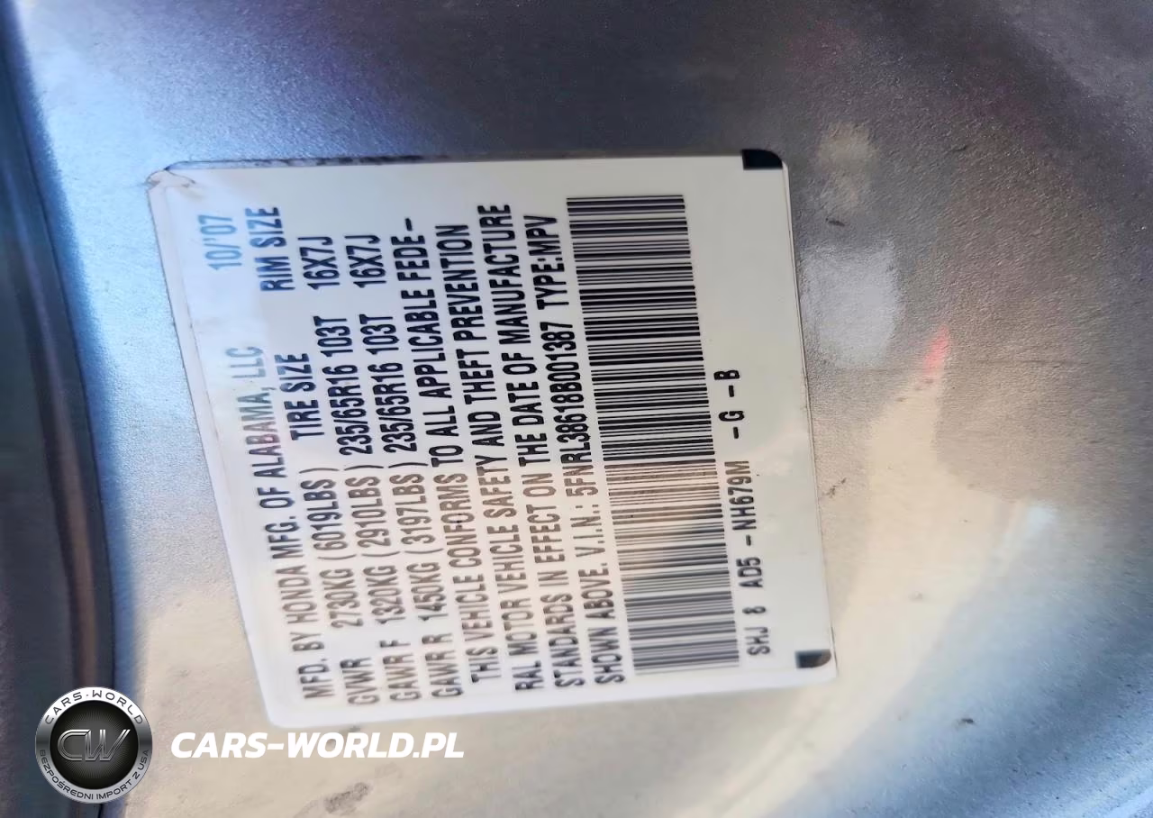 2008 Honda Odyssey Exl VIN:5FNRL38618B001387 - 13