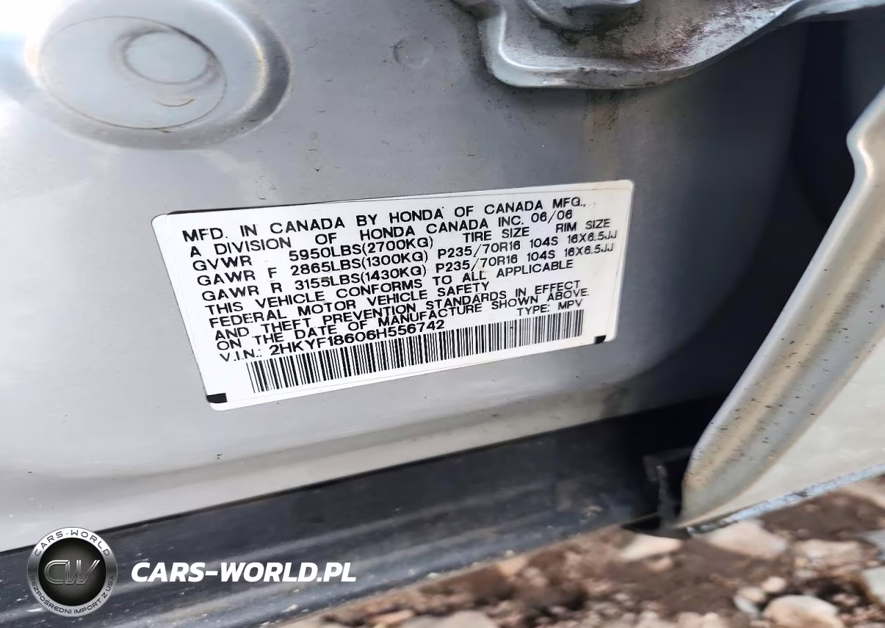 2006 Honda Pilot Ex VIN:2HKYF18606H556742 - 13