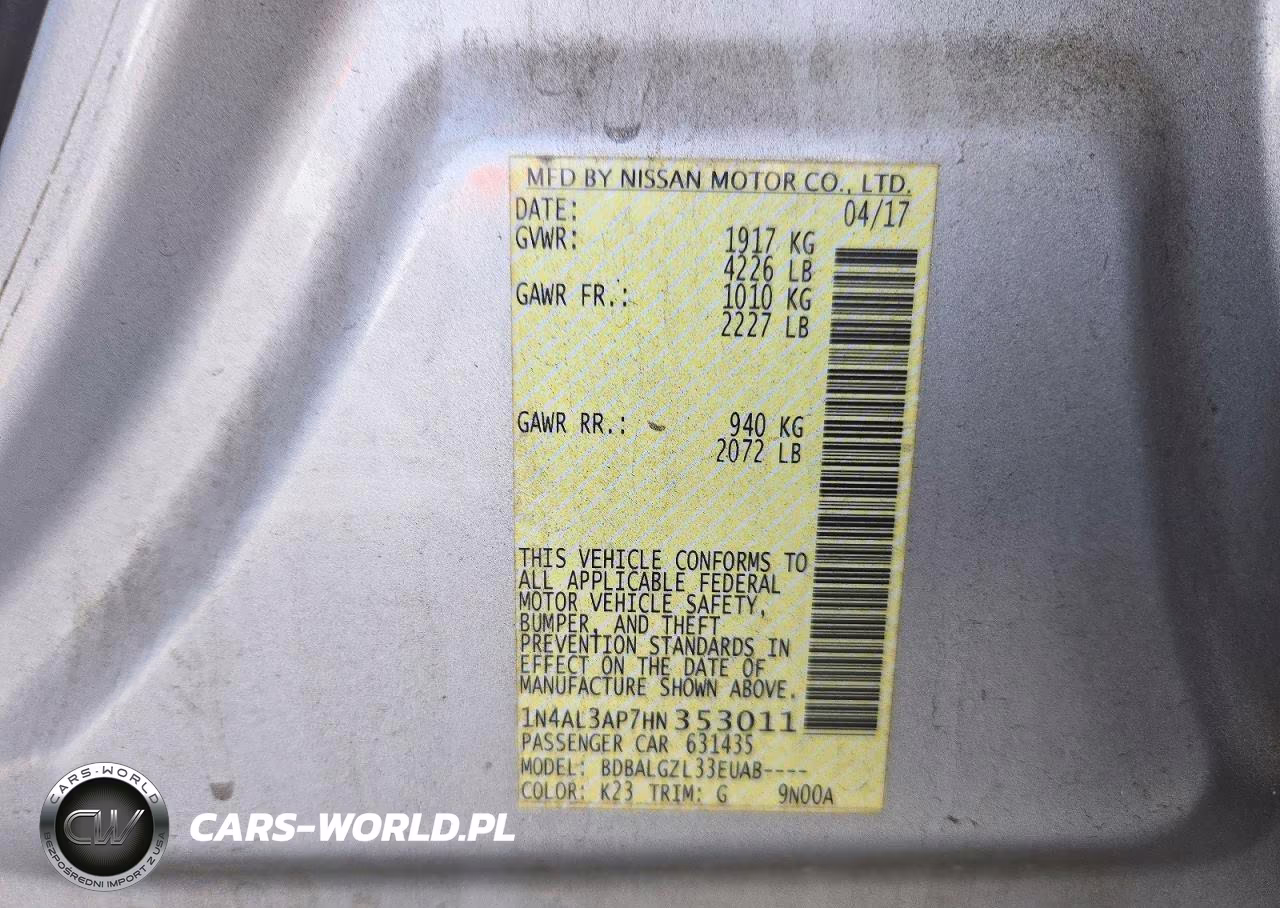 2017 Nissan Altima 2.5 S VIN:1N4AL3AP7HN353011 - 13