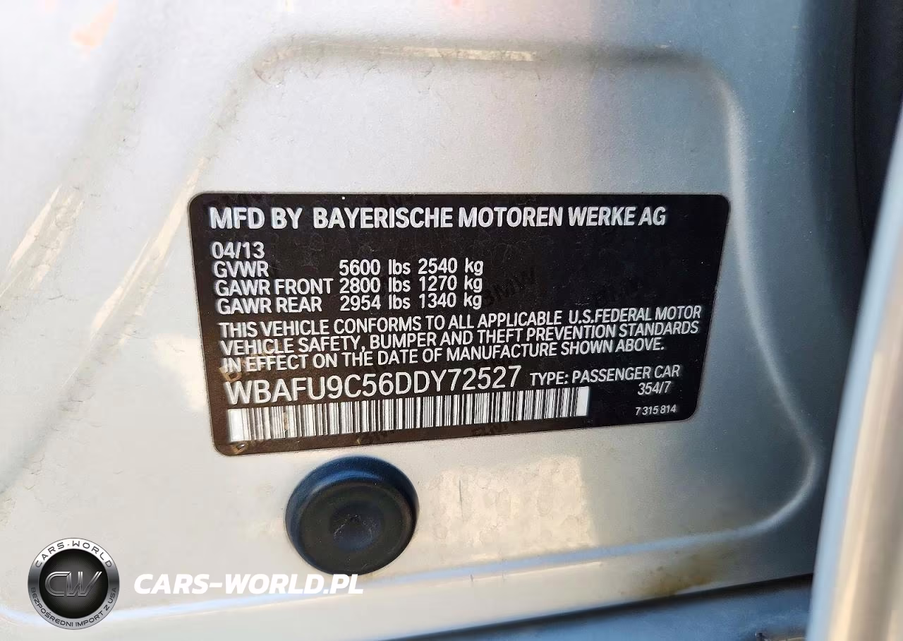 2013 BMW 550 Xi VIN:WBAFU9C56DDY72527 - 12