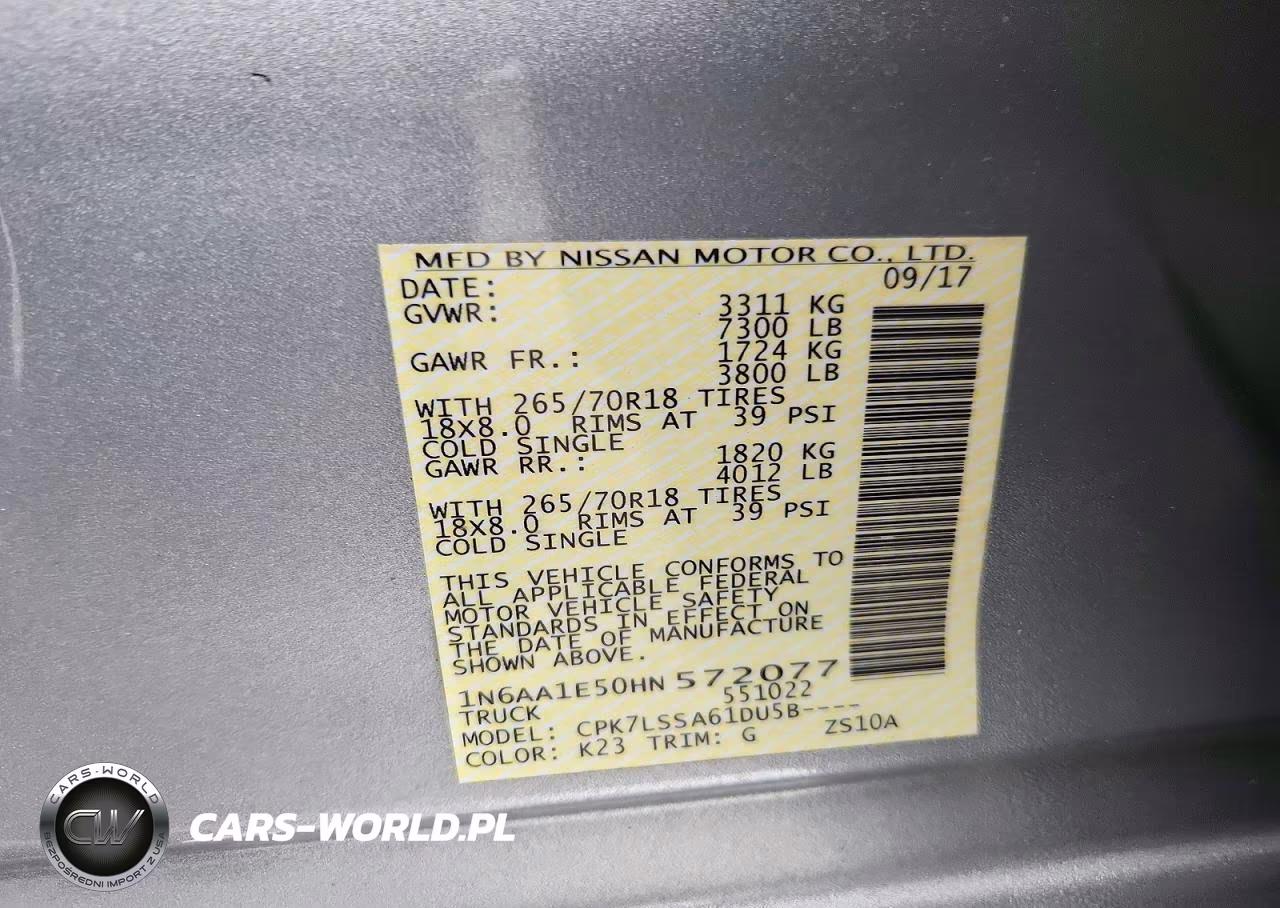 2017 Nissan Titan Sv VIN:1N6AA1E50HN572077 - 12