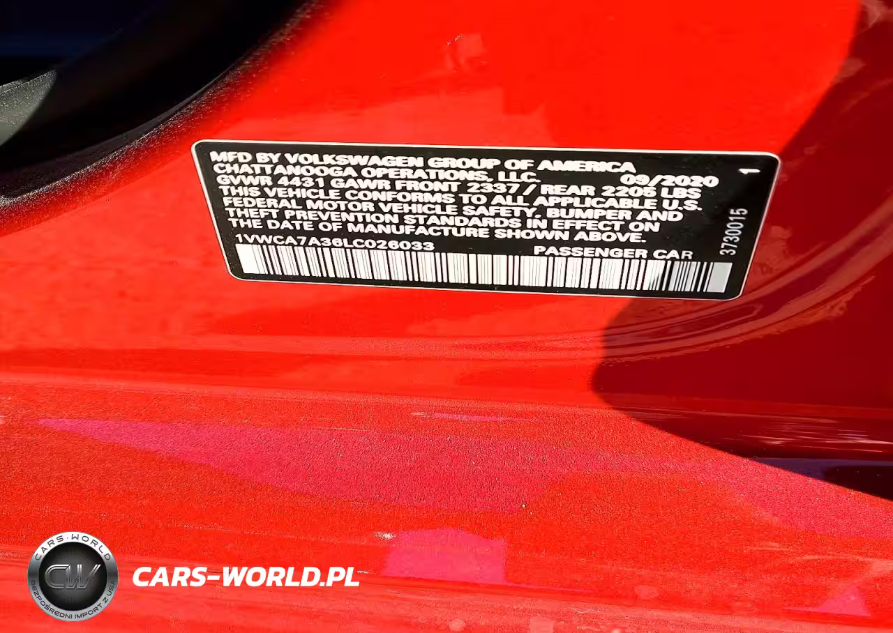 2020 Volkswagen Passat Sel VIN:1VWCA7A36LC026033 - 12