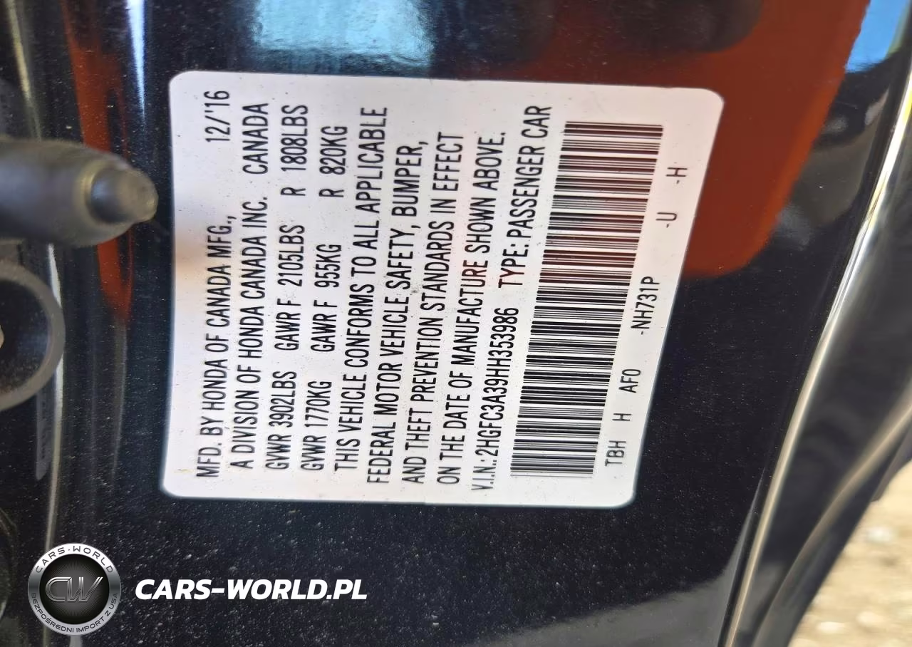 2017 Honda Civic Ex VIN:2HGFC3A39HH353986 - 13