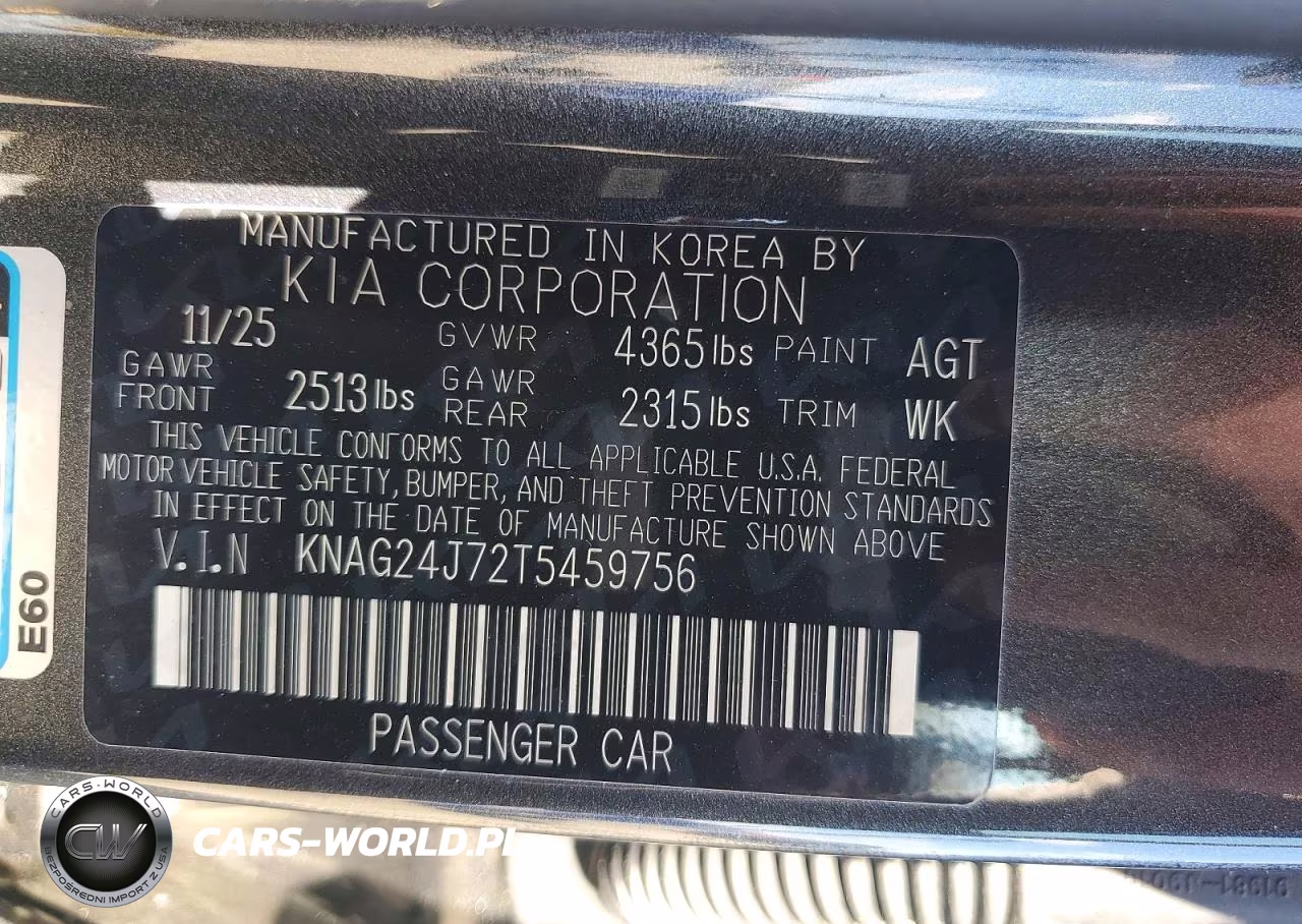 2026 Kia K5 Lxs VIN:KNAG24J72T5459756 - 12
