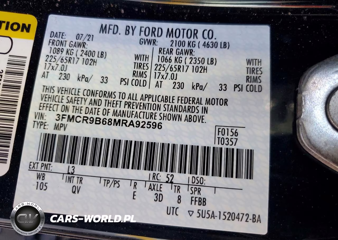 2021 Ford Bronco Sport Big Bend VIN:3FMCR9B68MRA92596 - 13