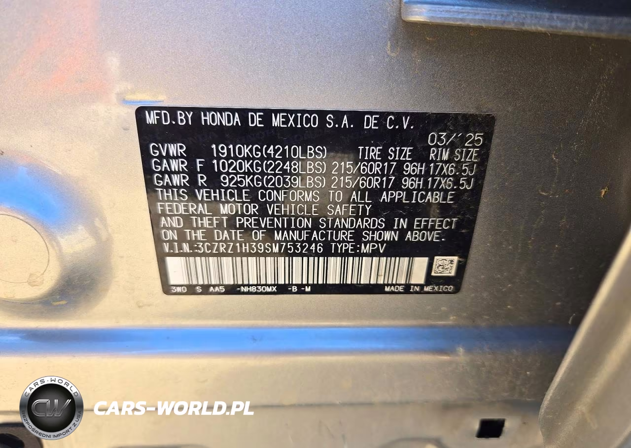 2025 Honda Hr-V Lx VIN:3CZRZ1H39SM753246 - 13