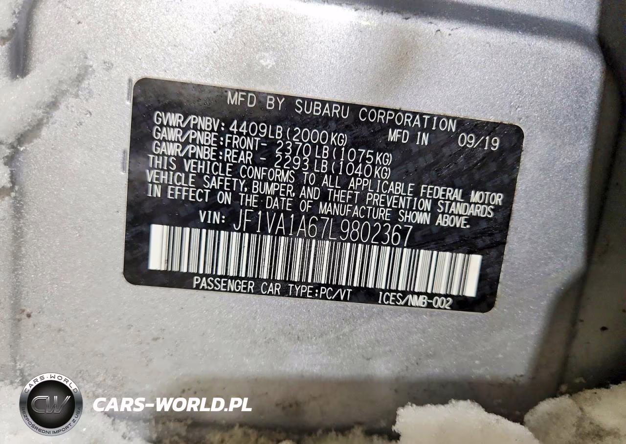 2020 Subaru Wrx VIN:JF1VA1A67L9802367 - 12