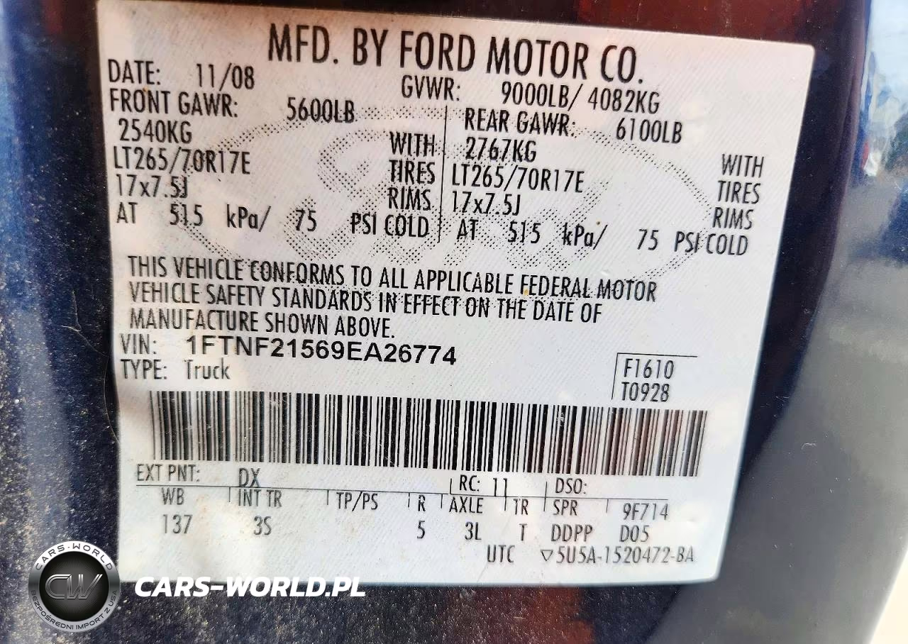 2009 Ford F250 Super Duty VIN:1FTNF21569EA26774 - 12