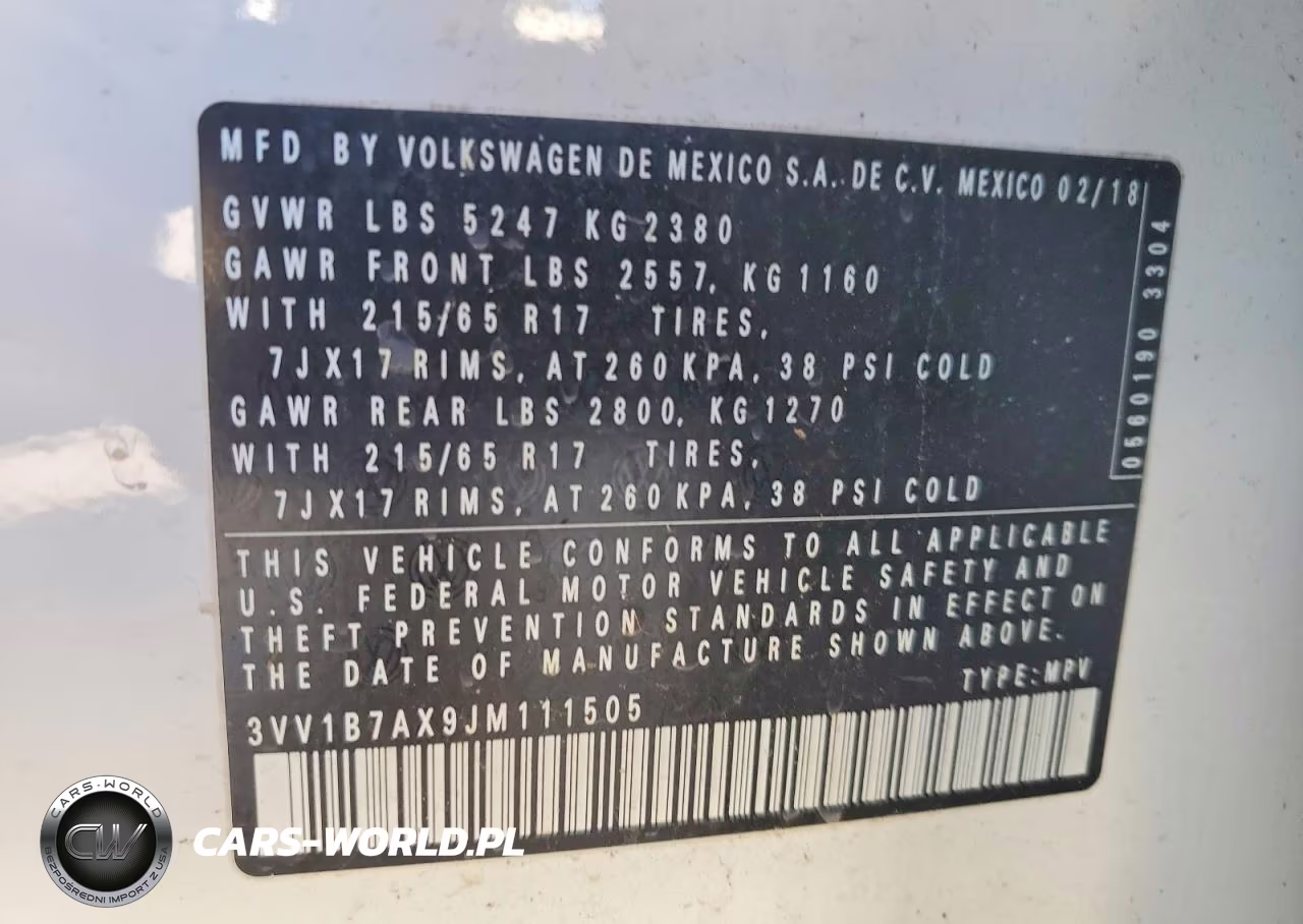 2018 Volkswagen Tiguan S VIN:3VV1B7AX9JM111505 - 13
