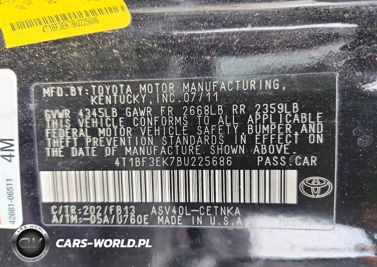 2011 Toyota Camry Le VIN:4T1BF3EK7BU225686 - 12