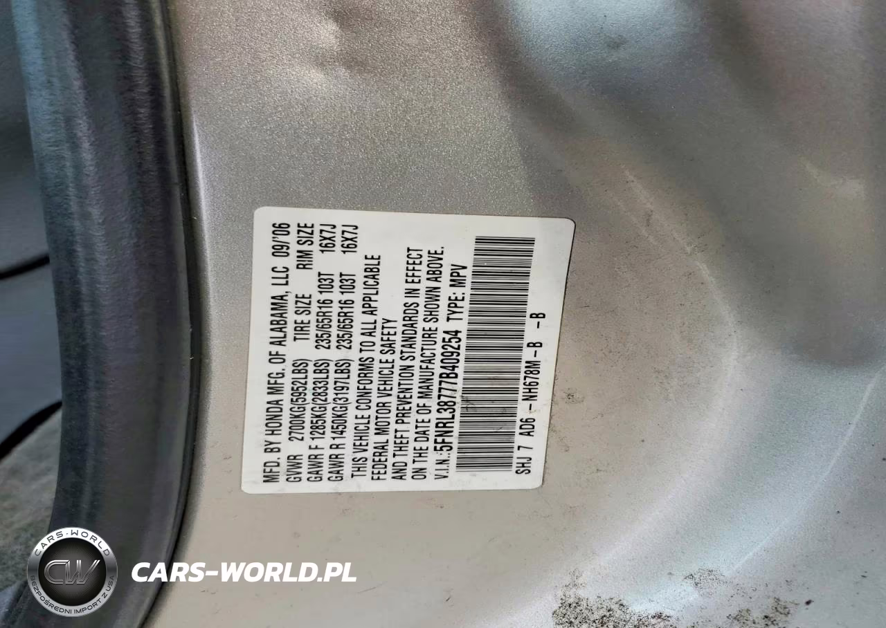 2007 Honda Odyssey Exl VIN:5FNRL38777B409254 - 13