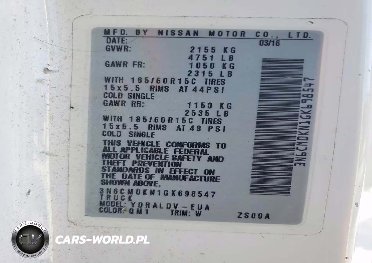 2016 Nissan Nv200 2.5S VIN:3N6CM0KN1GK698547 - 12