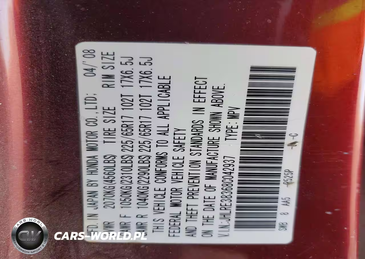 2008 Honda Cr-V Lx VIN:JHLRE38368C042937 - 14