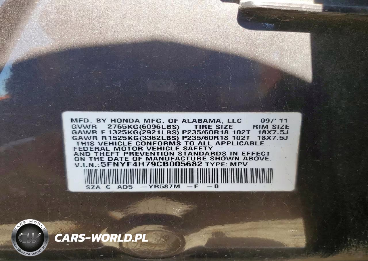 2012 Honda Pilot Exln VIN:5FNYF4H79CB005682 - 13