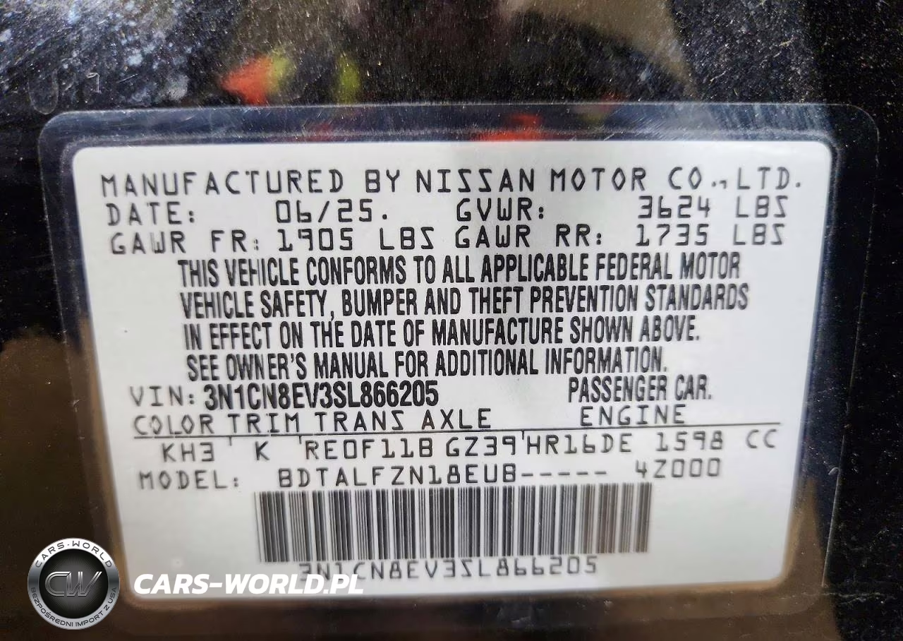2025 Nissan Versa Sv VIN:3N1CN8EV3SL866205 - 13