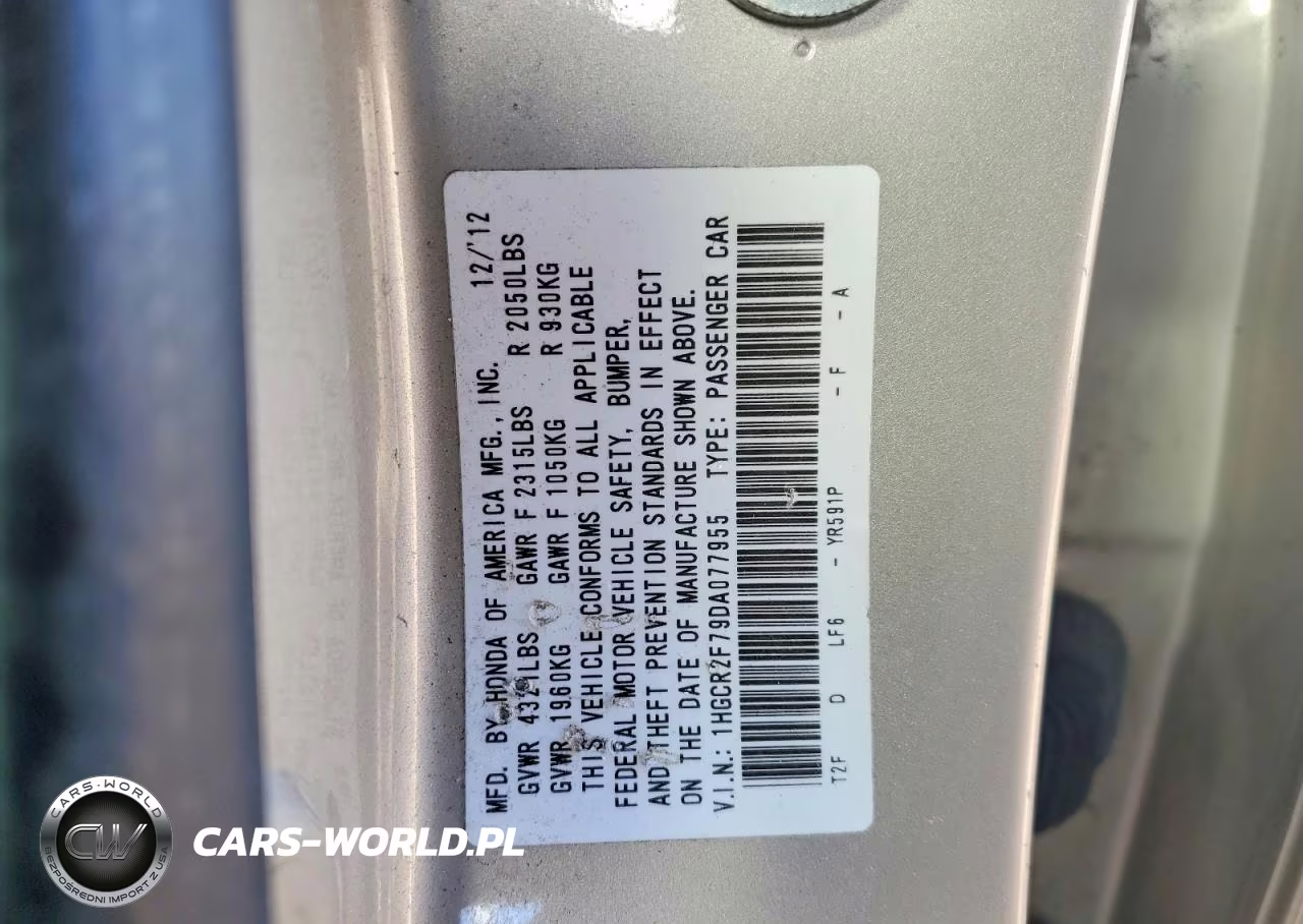 2013 Honda Accord Ex VIN:1HGCR2F79DA077955 - 12