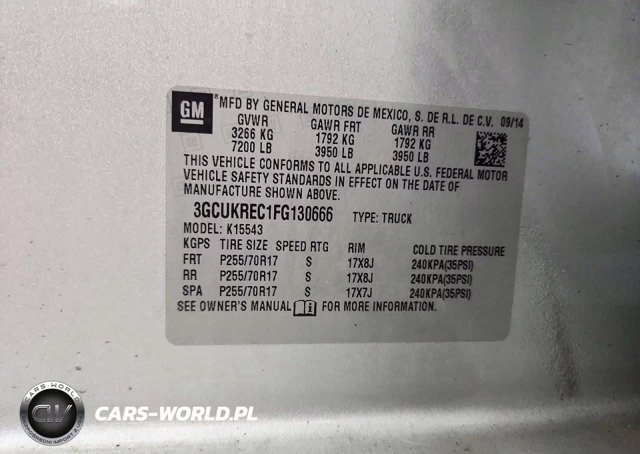2015 Chevrolet Silverado K1500 Lt VIN:3GCUKREC1FG130666 - 12