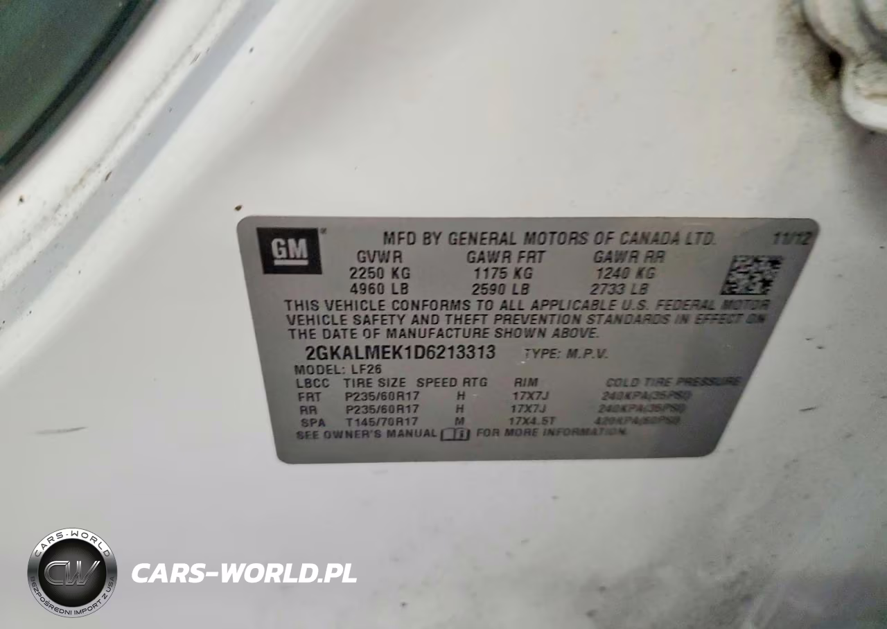2013 GMC Terrain Sle VIN:2GKALMEK1D6213313 - 13