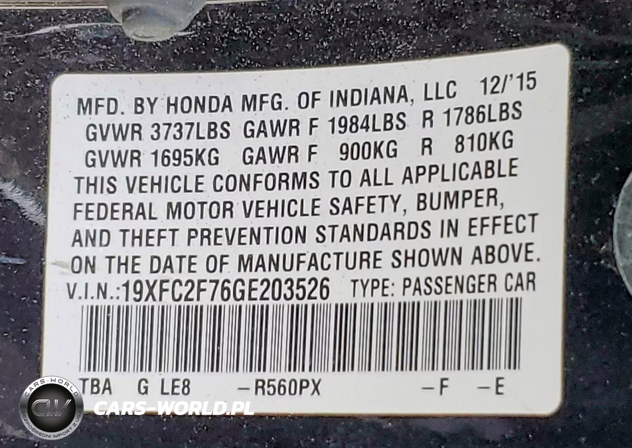 2016 Honda Civic Ex VIN:19XFC2F76GE203526 - 13
