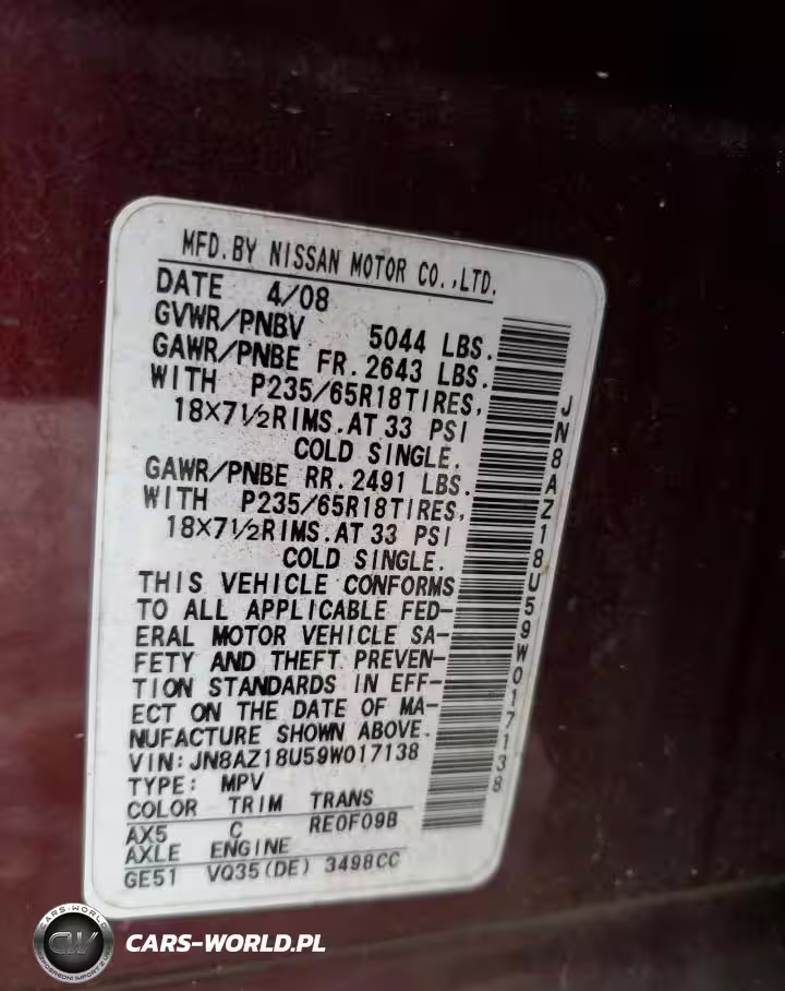 2009 Nissan Murano S VIN:JN8AZ18U59W017138 - 14