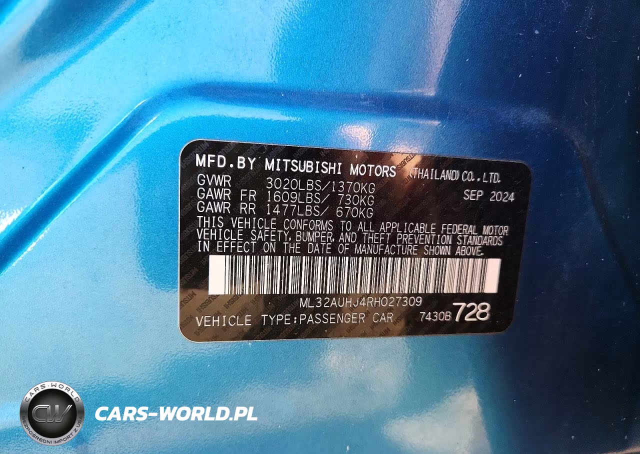 2024 Mitsubishi Mirage Es VIN:ML32AUHJ4RH027309 - 12
