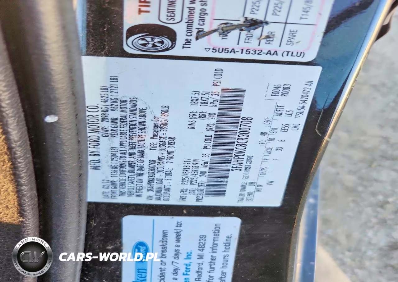 2012 Ford Fusion Sport VIN:3FAHP0KC8CR300708 - 12
