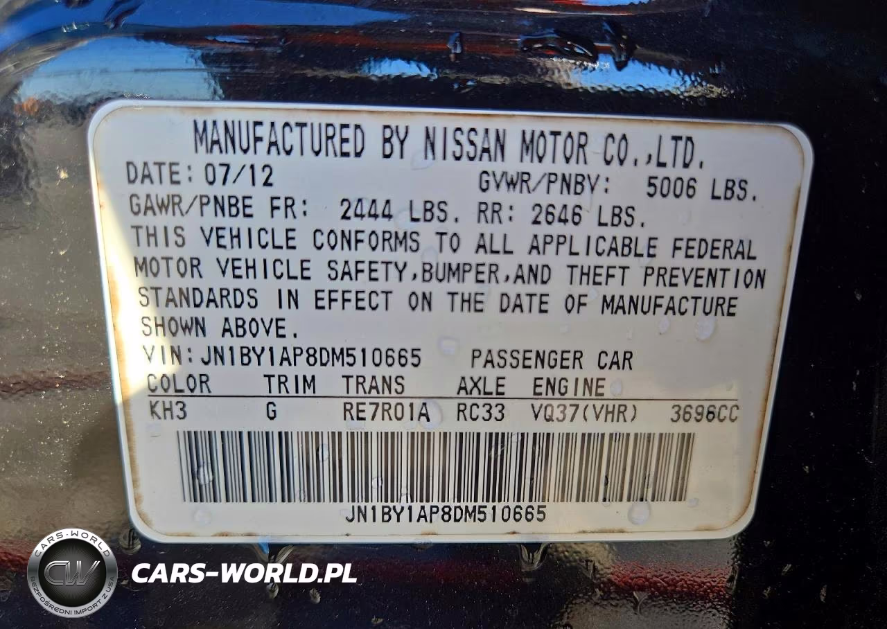 2013 Infiniti M37 Base VIN:JN1BY1AP8DM510665 - 12
