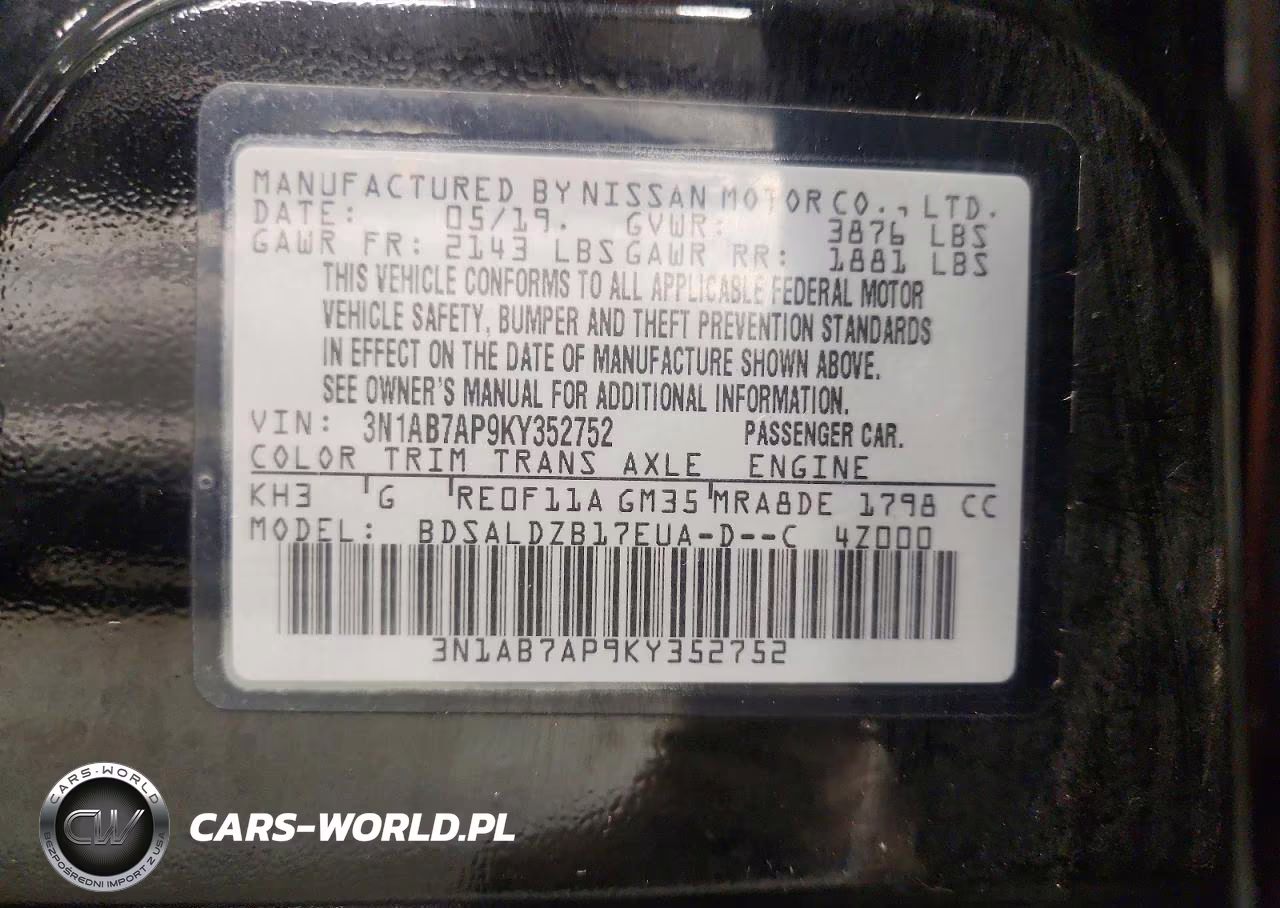 2019 Nissan Sentra Sv VIN:3N1AB7AP9KY352752 - 12