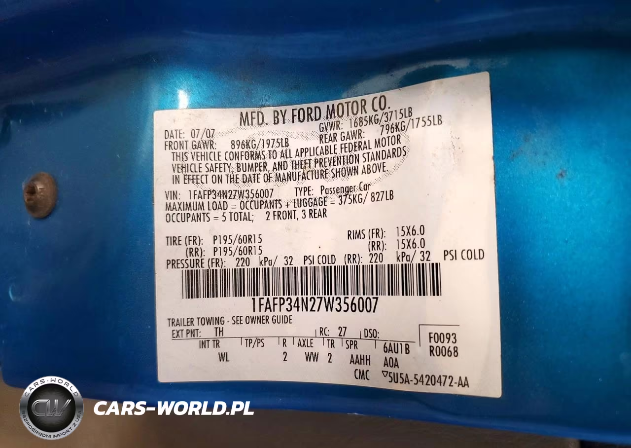2007 Ford Focus Zx4 VIN:1FAFP34N27W356007 - 12