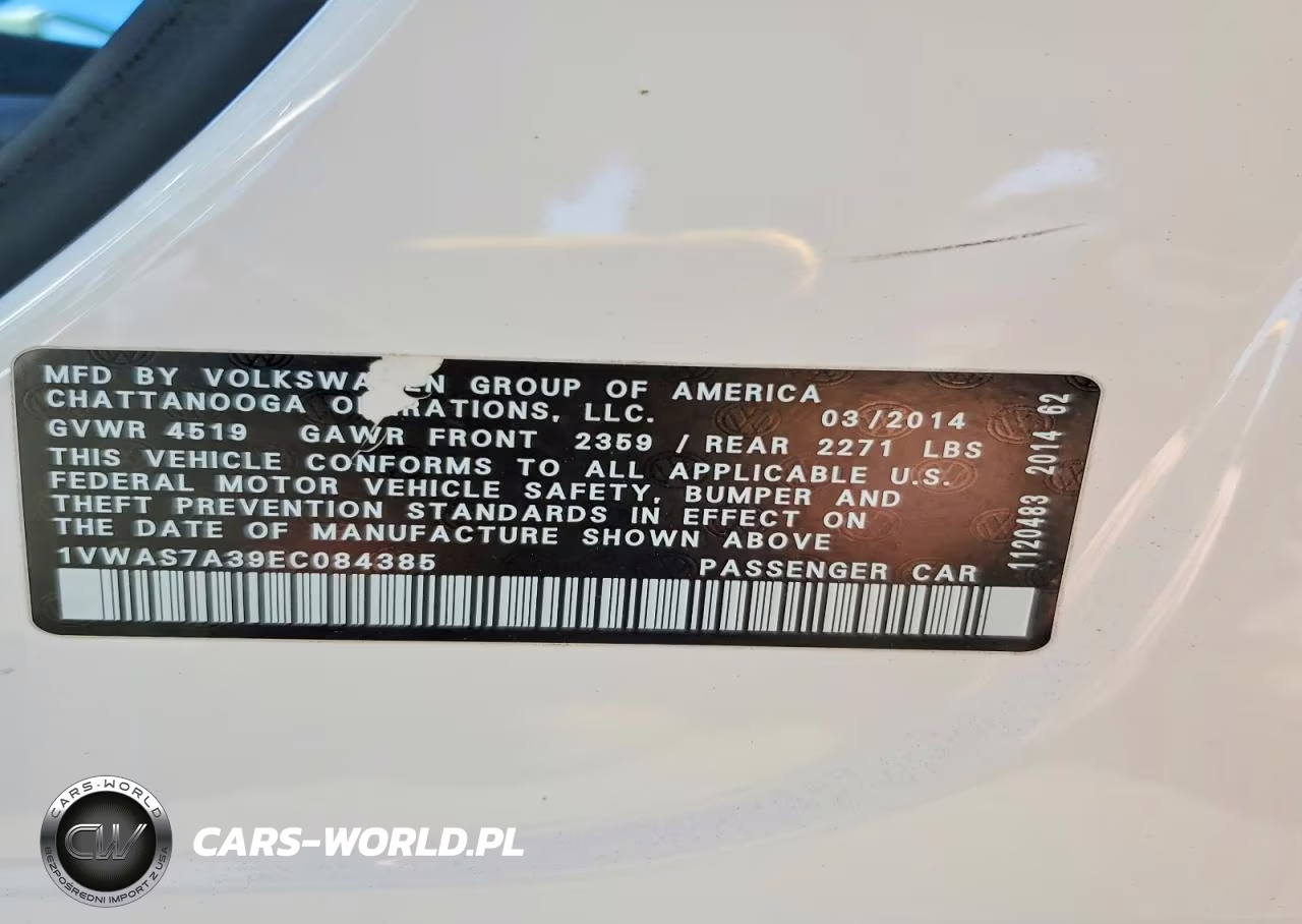 2014 Volkswagen Passat S VIN:1VWAS7A39EC084385 - 13