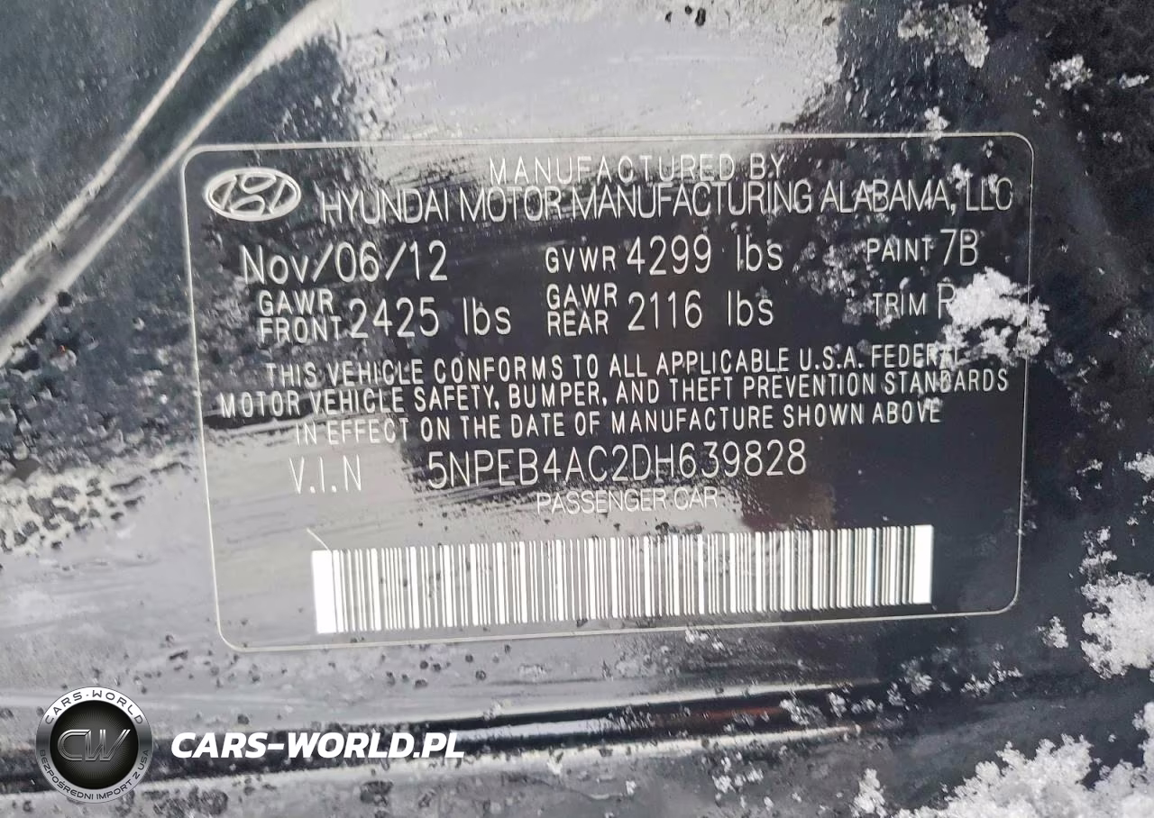2013 Hyundai Sonata Gls VIN:5NPEB4AC2DH639828 - 12