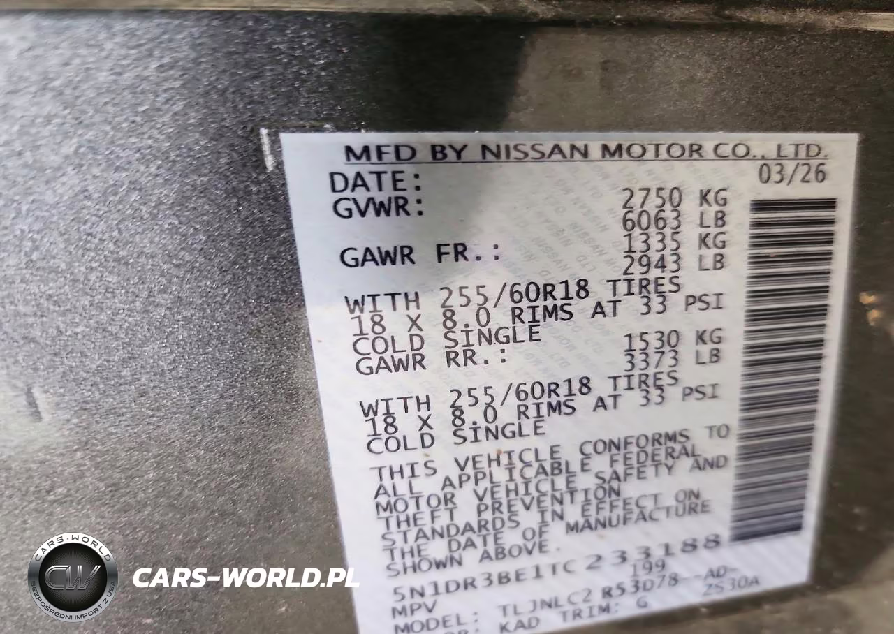 2026 Nissan Pathfinder Sv VIN:5N1DR3BE1TC233188 - 14