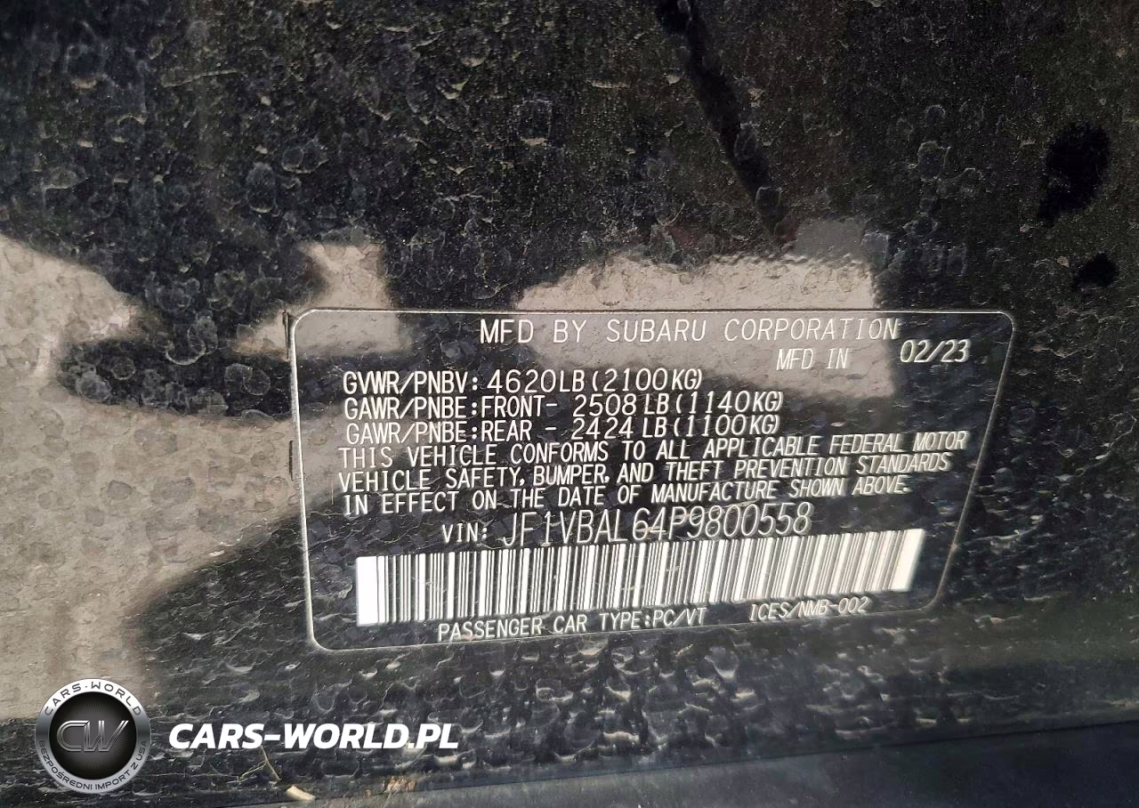 2023 Subaru Wrx Limited VIN:JF1VBAL64P9800558 - 12