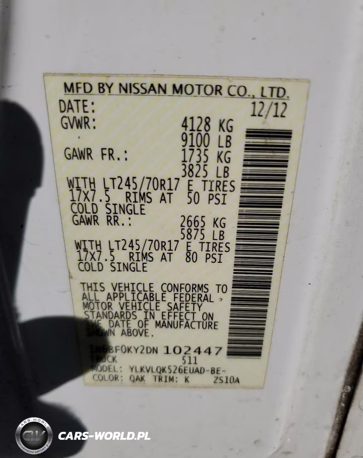 2013 Nissan Nv 1500 VIN:1N6BF0KY2DN102447 - 13