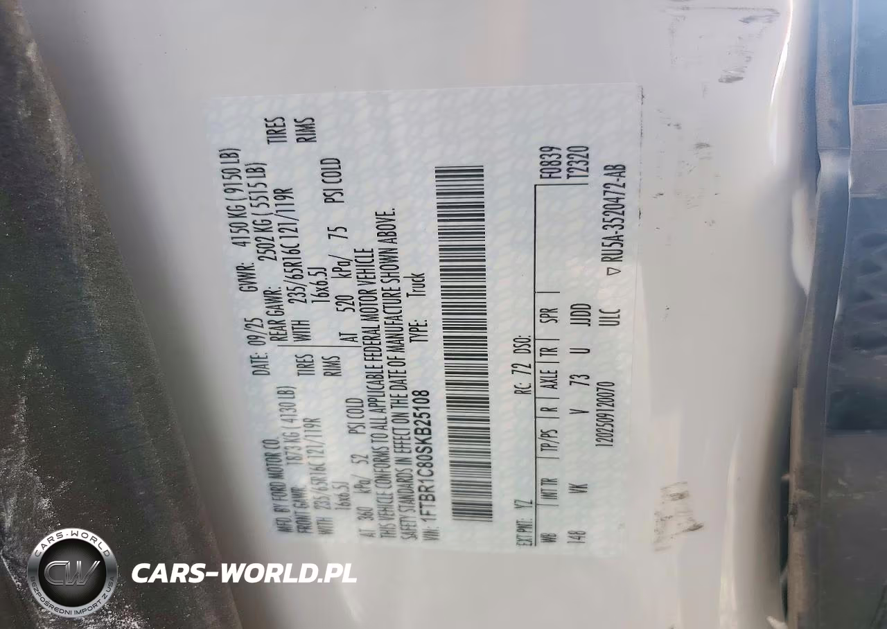 2025 Ford Transit 250 Delivery Van VIN:1FTBR1C80SKB25108 - 13