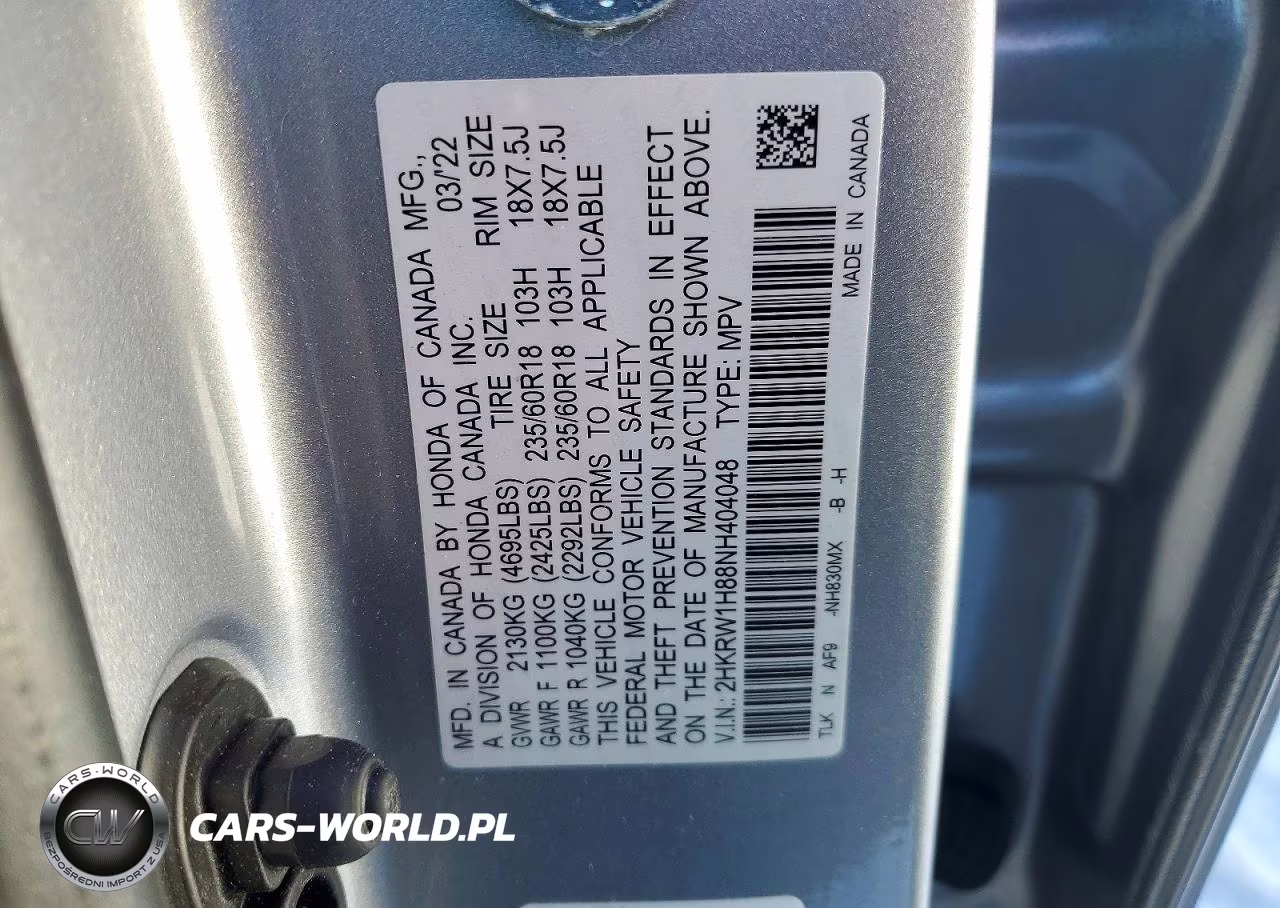 2022 Honda Cr-V Exl VIN:2HKRW1H88NH404048 - 13