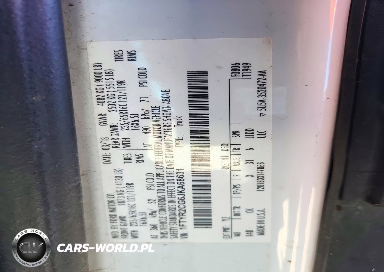 2018 Ford Transit T-250 VIN:1FTYR2CG6JKA68631 - 13