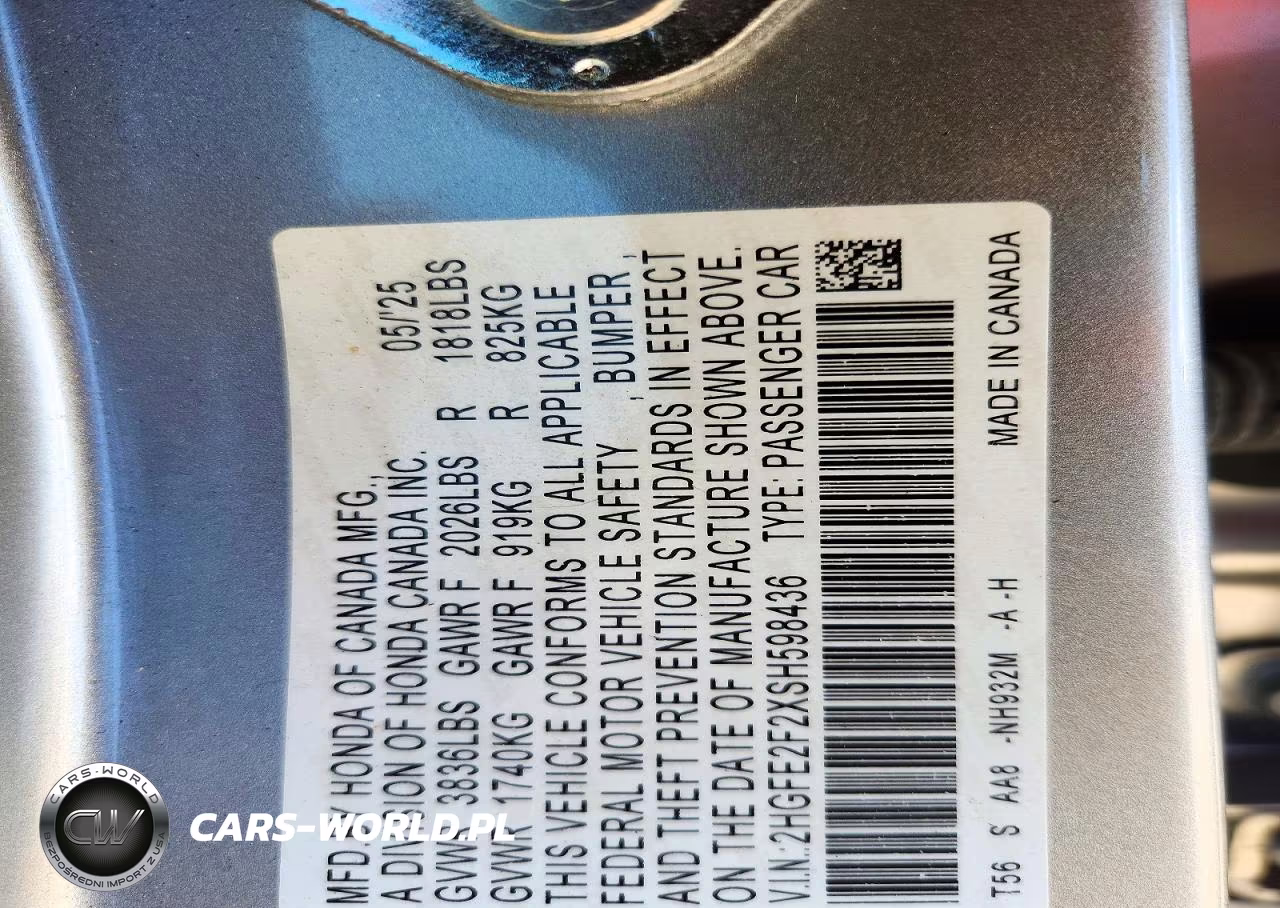 2025 Honda Civic Lx VIN:2HGFE2F2XSH598436 - 12