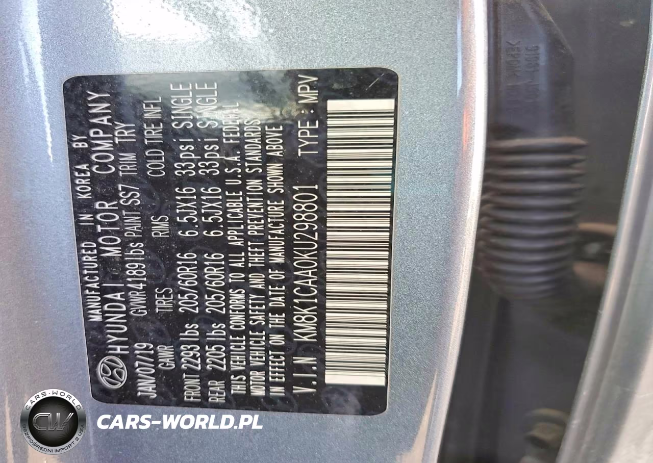 2019 Hyundai Kona Se VIN:KM8K1CAA0KU298801 - 13