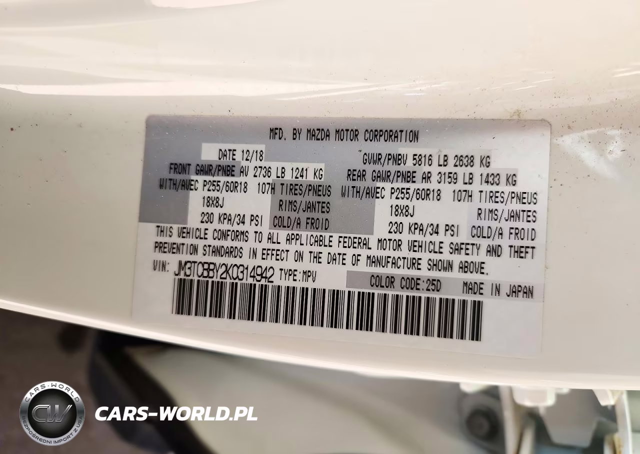 2019 Mazda Cx-9 Sport VIN:JM3TCBBY2K0314942 - 13