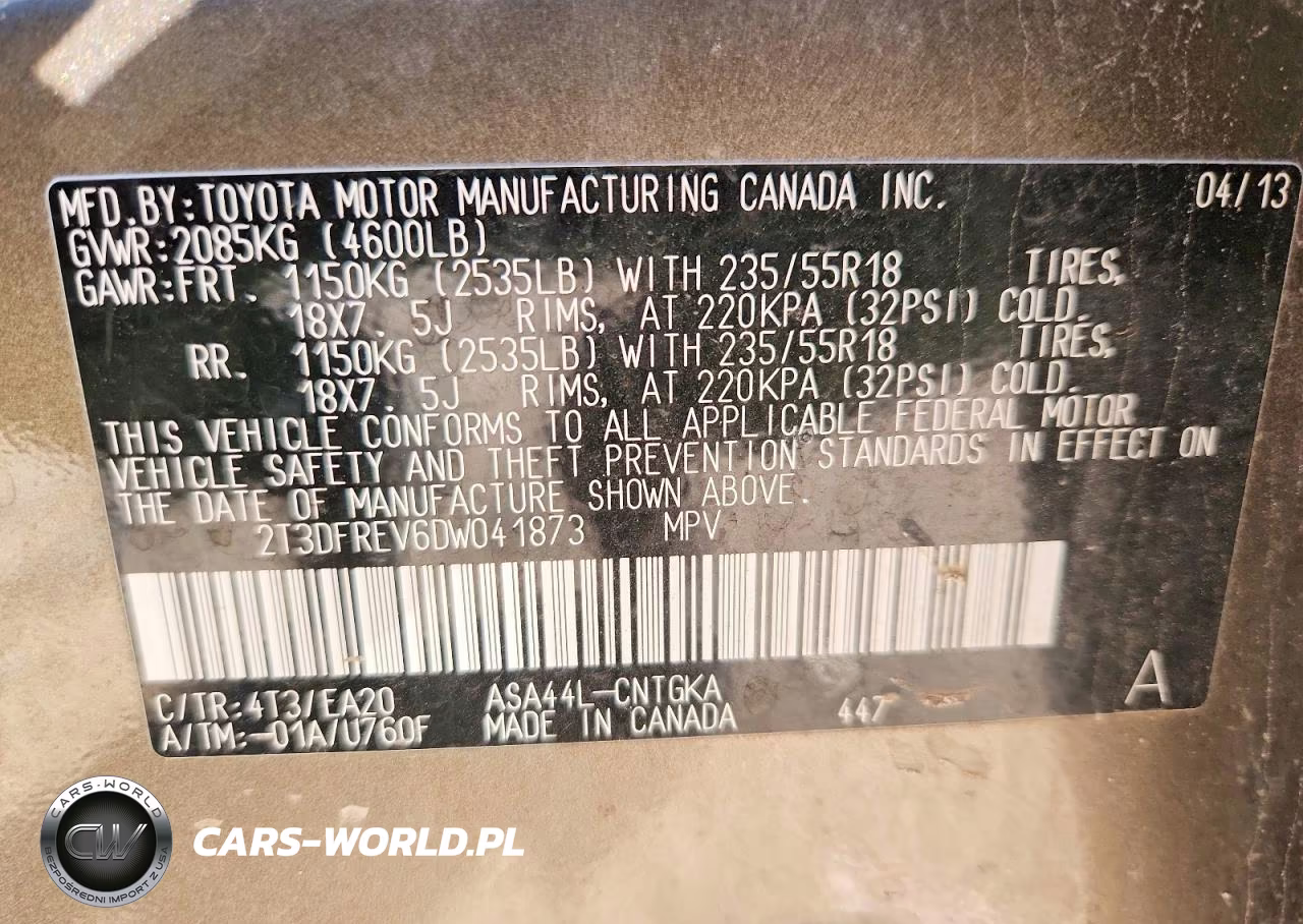 2013 Toyota Rav4 Limited VIN:2T3DFREV6DW041873 - 14