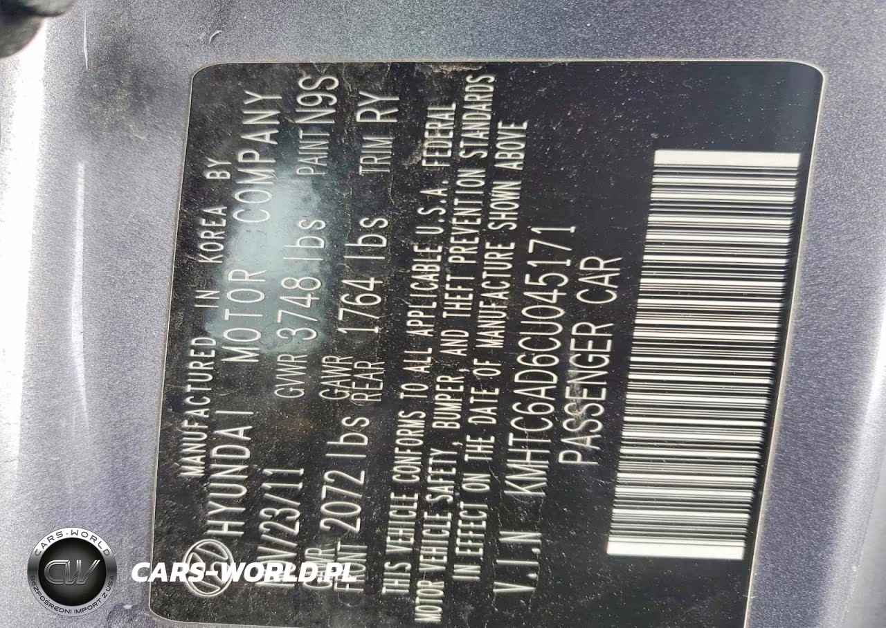 2012 Hyundai Veloster Base VIN:KMHTC6AD6CU045171 - 12